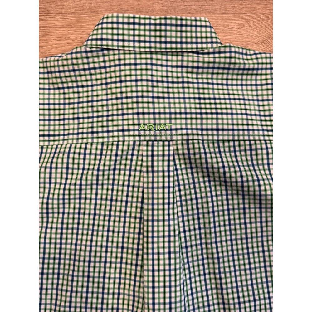 Ariat Pro Series Short Sleeve Button Down Blue/Green Gingham Plaid Men’s XL - Picture 7 of 8